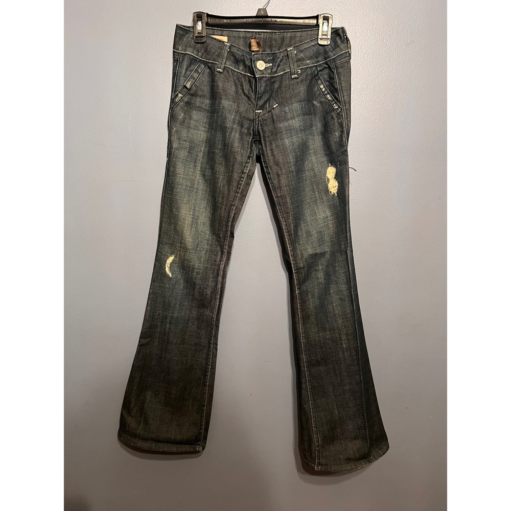 William Rast Distressed Low-Rise Madison Vintage Flare Trouser Size 27 Y2K Denim